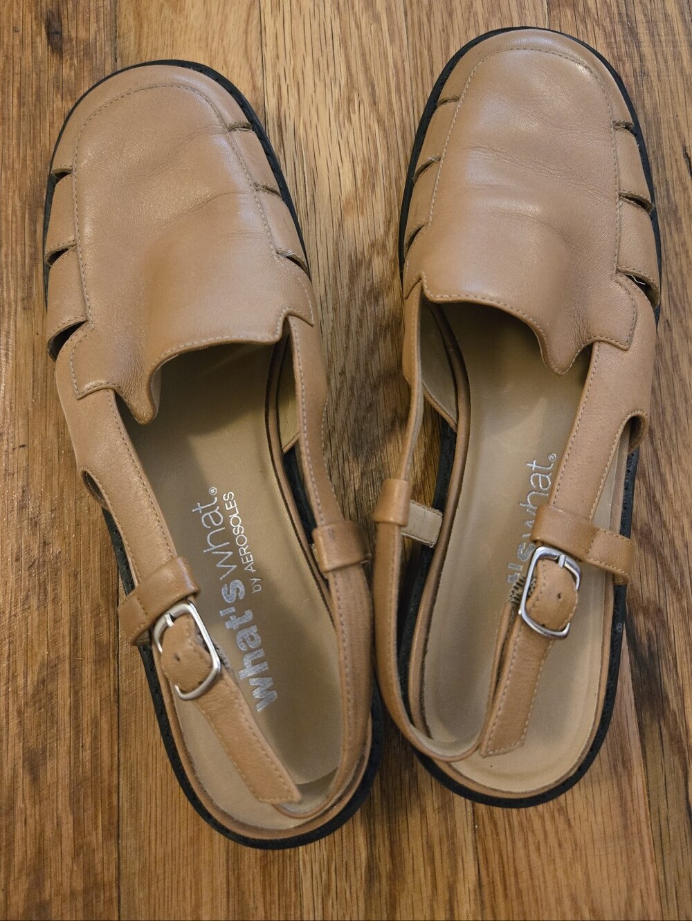 AEROSOLES Fisherman Tan Beige Brown Nude Slingback Leather Sandals 7